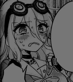 🌟 Miu Iruma Danganronpa V3: Killing Harmony อนิเมะ, ตัวละคร, ผู้หญิง, ผมบลอนด์, เหงื่อ, ทุกข์ telegram sticker