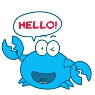 👋 HELLO! Krabbe, Hallo, Cartoon, Tier, Gruß whatsapp sticker