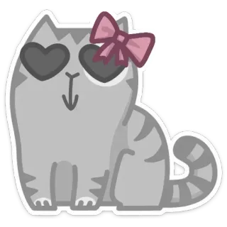 🌟 kucing, anak kucing, binatang, imut, kartun, stiker, mata hati, pita whatsapp sticker