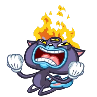 😡 tức giận, mèo, hoạt hình, ngọn lửa, meme, vui nhộn telegram sticker