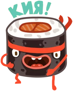 😠 КИЯ! sushi, food, cartoon, roll, funny, character telegram sticker