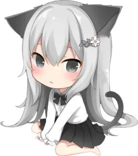 😶 Anime, Chibi, Mèo, Cô gái, Dễ thương, Kawaii telegram sticker