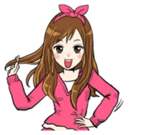 💁 anime, cartoon, girl, woman, pink, cute, kawaii, cheerful telegram sticker