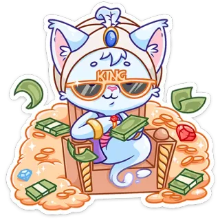 💸 KING kucing, raja, uang, kartun, hewan, mahkota, kemewahan telegram sticker