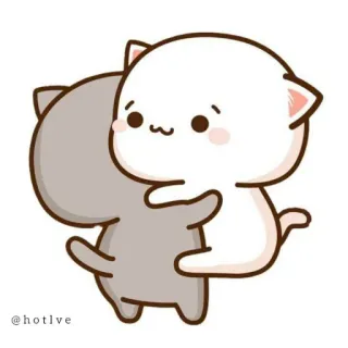 🤪 @hotlve cats, cute, kawaii, cartoon, hugging, animals telegram sticker