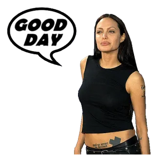 🌞 Angelina Jolie GOOD DAY attrice, celebrità, buona giornata, sorriso telegram sticker
