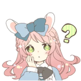 ❓ аниме, девушка, мило, вопрос, каваи, кролик, уши telegram sticker