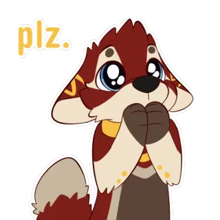 🙏 plz. lindo, adorable, animal, peludo, suplicante, rogando, ojos, dibujos animados telegram sticker