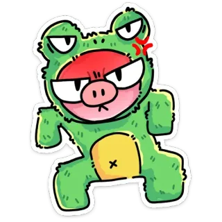 🤬 frog, costume, angry, cartoon, cute, green telegram sticker