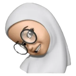 😆 vrouw, hidjab, bril, emoji, glimlach telegram sticker