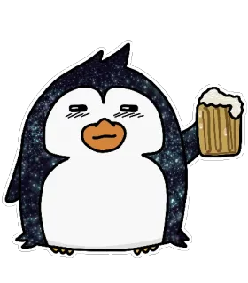 🍺 pingüino, cerveza, beber, dibujos animados, animal, lindo, fiesta telegram sticker