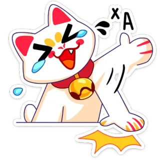 🤣 maneki-neko, cat, emoji, laughing, lucky, sticker whatsapp sticker