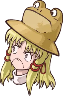 😕 anime, girl, frog hat, cartoon, cute telegram sticker