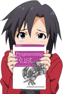 🦀 Programming Rust programmazione, rust, libro, anime whatsapp sticker