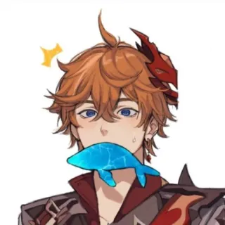 😳 Tartaglia Genshin Impact Anime, Videojuego, Personaje, Arte digital, Pez whatsapp sticker