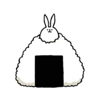 🍙 lapin, lapinou, onigiri, boule de riz, nourriture, mignon, dessin animé whatsapp sticker
