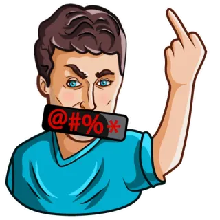 🤬 @#%* นิ้วกลาง, หยาบคาย, โกรธ, เซ็นเซอร์, ไม่สุภาพ, ท่าทาง whatsapp sticker