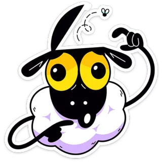 🐏 schaap, cartoon, dier, vliegen, schattig whatsapp sticker