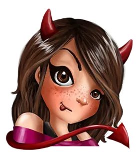 😈 diabo, demônio, desenho animado, anime, garota, chifres, rabo, fofo telegram sticker