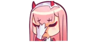 🤦‍♀ Zero Two Darling in the Franxx Anime, Pinke Haare, Hörner, Weinend, Zero Two telegram sticker