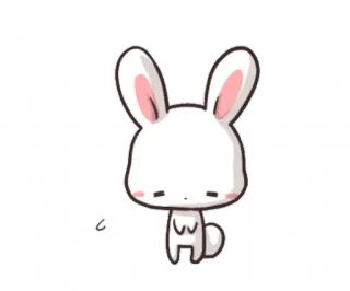 😞 lapin, animal, mignon, dessin animé, kawaii whatsapp sticker