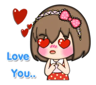 ❤️ Love You.. love, cartoon, hearts, girl, cute, affection, romantic telegram sticker