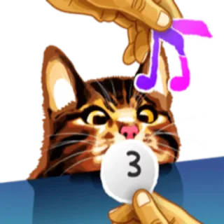 🎧 3 кот, музыка, нота, номер 3, животное, милый, питомец whatsapp sticker