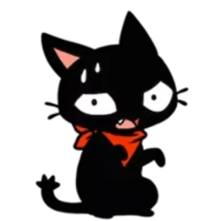 😓 gato, desenho animado, gato preto, fofo, adesivo telegram sticker