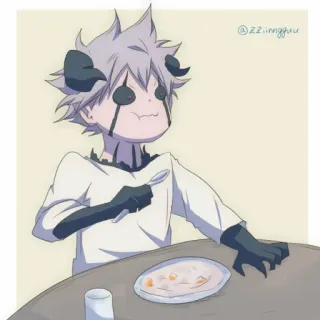 🍝 @zziimgguu Anime, Demônio, Comendo, Desenho animado, Ilustração, Arte digital telegram sticker