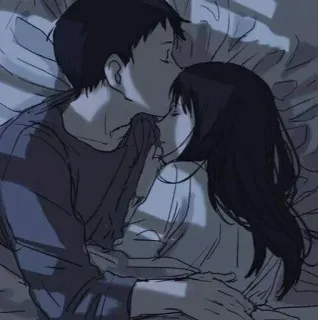 😩 Liebe, Paar, Zuneigung, Bett, Intimität, Schlafen telegram sticker