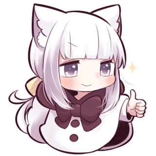 👍 Чиби, Девушка-кошка, Аниме, Манга, Большой палец вверх, Милый telegram sticker