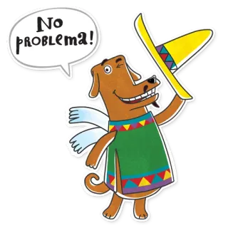 😃 No problema! cachorro, sombrero, desenho animado, animal, mexicano telegram sticker