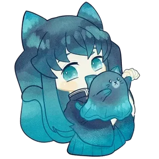 🌀 Anime, Chibi, Gatto, Kawaii, Carino, Adesivo, Manga whatsapp sticker