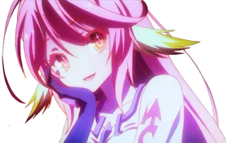 😏 anime, kreskówka, postać, dziewczyna, różowe włosy, uśmiechnięta telegram sticker