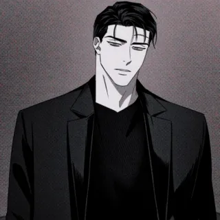 🩸 man, cartoon, anime, black and white, serious telegram sticker