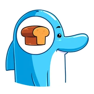 🤯 дельфин, хлеб, животное, мультфильм, еда, мысль telegram sticker