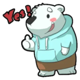 👍 Yes! Bär, Daumen hoch, Cartoon, Positiv, Ja telegram sticker