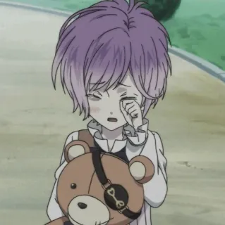 🧸 Subaru Sakamaki Diabolik Lovers anime, crying, sad, boy, teddy bear telegram sticker