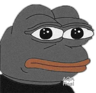 😐 AQA Hosi Pepe, Kikker, Meme, Internetmeme, Verdrietig, Uitdrukking, Cartoon telegram sticker