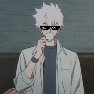 ⌚️ Anime, Personagem, Óculos de sol, Café, Bebendo telegram sticker