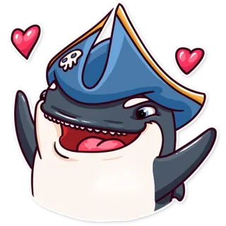 👐 orca, whale, pirate, cartoon, animal, sticker telegram sticker
