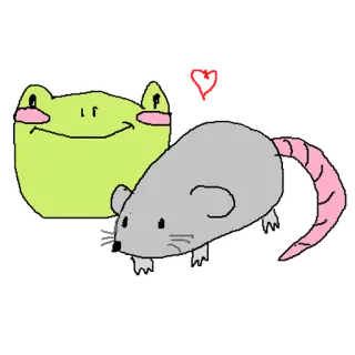 🤍 กบ, หนู, การ์ตูน, น่ารัก, สัตว์ telegram sticker