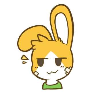 😏 кролик, зайчик, мультик, милый, каваий, жёлтый, животное whatsapp sticker
