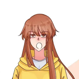 🍂 chica anime, dibujo animado, mujer, retrato, sudadera con capucha, impactado/a, expresión telegram sticker