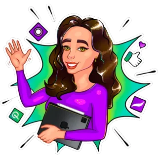 👋 mujer, dibujo animado, arte digital, arte, ilustración, pegatina, persona, chica whatsapp sticker