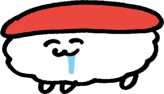 🍟 Sushi, Comida, Fofo, Desenho animado, Kawaii, Triste, Chorando, Emoji whatsapp sticker
