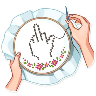 🖕 doigt d'honneur, offensant, point de croix, broderie, impoli, grossièreté telegram sticker