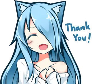😊 Thank You! Anime, Merci, Neko, Mignon, Kawaii, Salutation whatsapp sticker