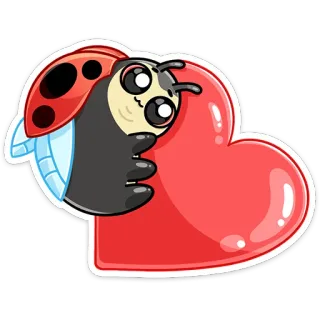 ❤️ kepik, serangga, hati, imut, cinta, kartun whatsapp sticker