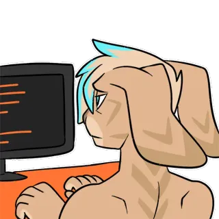 💻 Furry, Anthro, Komputer, Pemrogram, Kartun telegram sticker